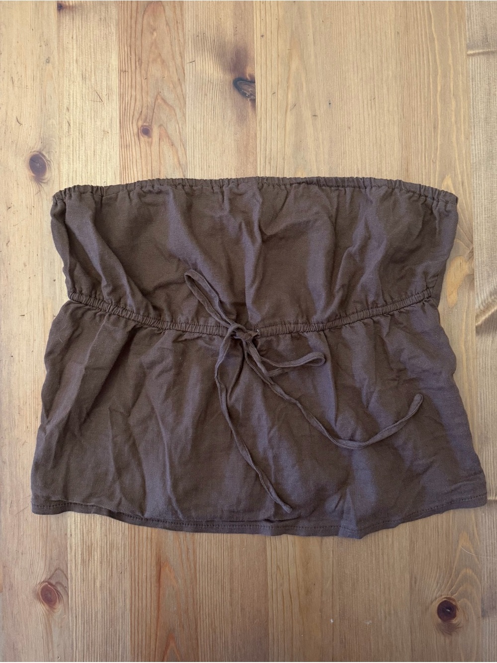 Brandy Melville Brown Strapless Tie-Front Tube Top